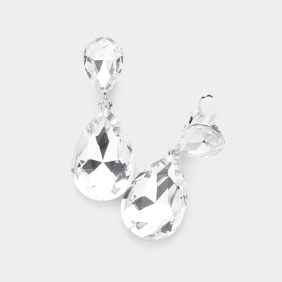Crystal Glass Teardrop Clip On Earrings
(New) - Picture 2 of 6